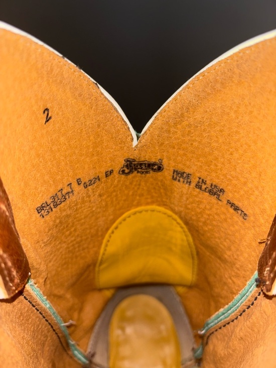 Justin Boots - Turquoise & Tan Leather Cowboy Boots - Picture 5 of 5